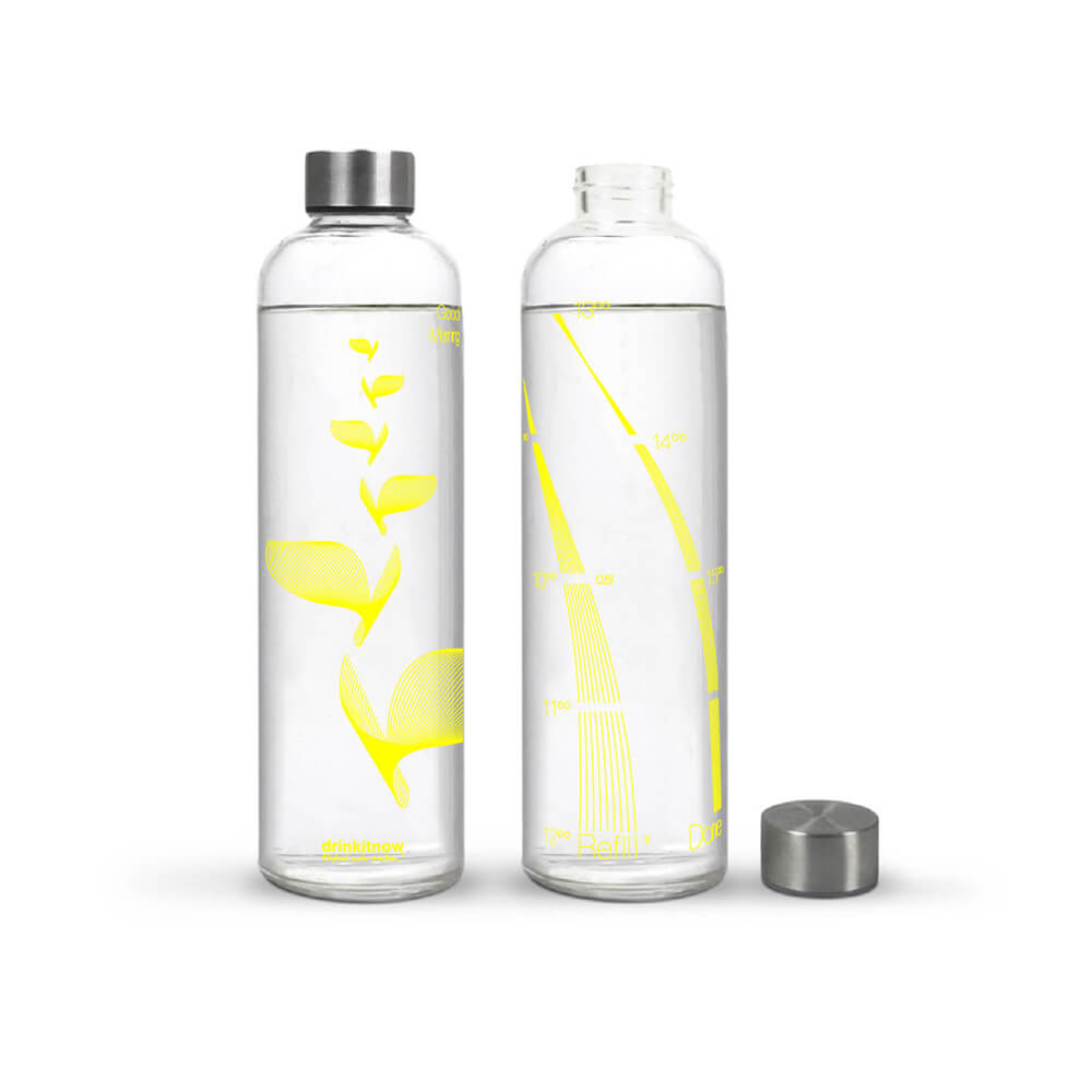 drinkitnow Flipper 1 Liter gelb Wasserflasche für Sommer