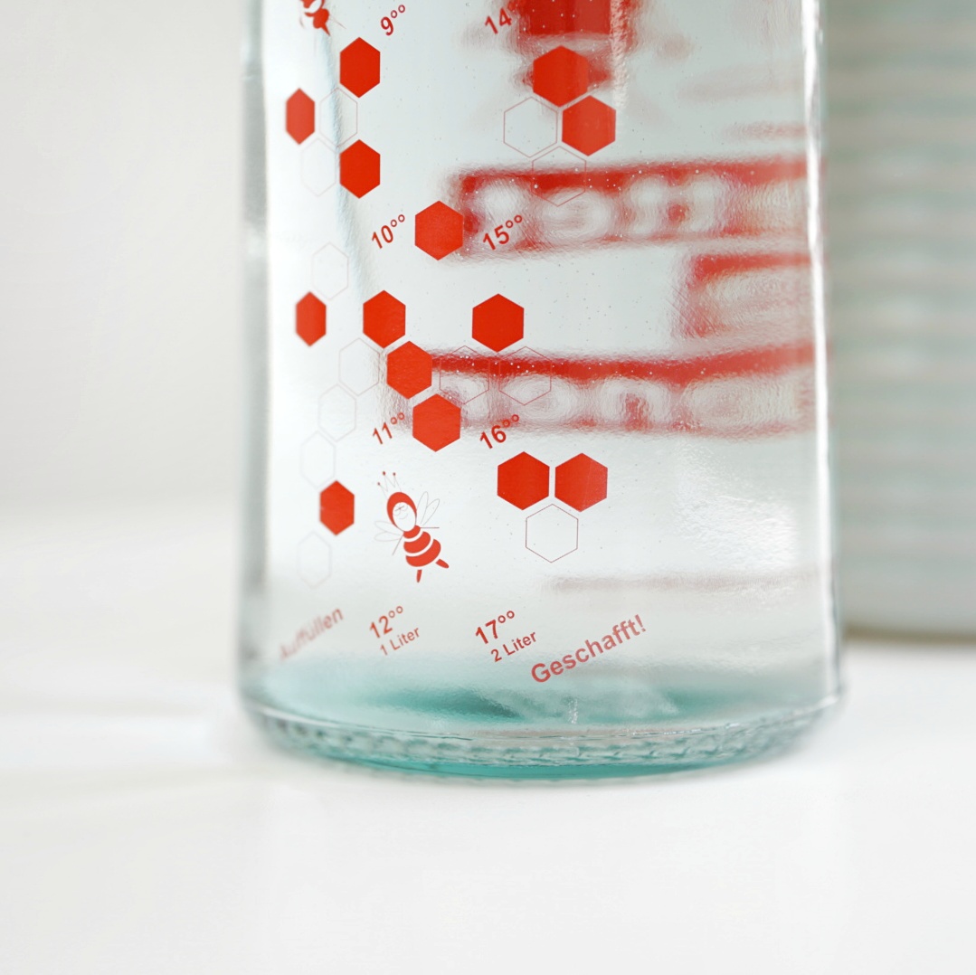 drinkitnow Glasflasche Rettet die Bienen 1 Liter Farbe rot
