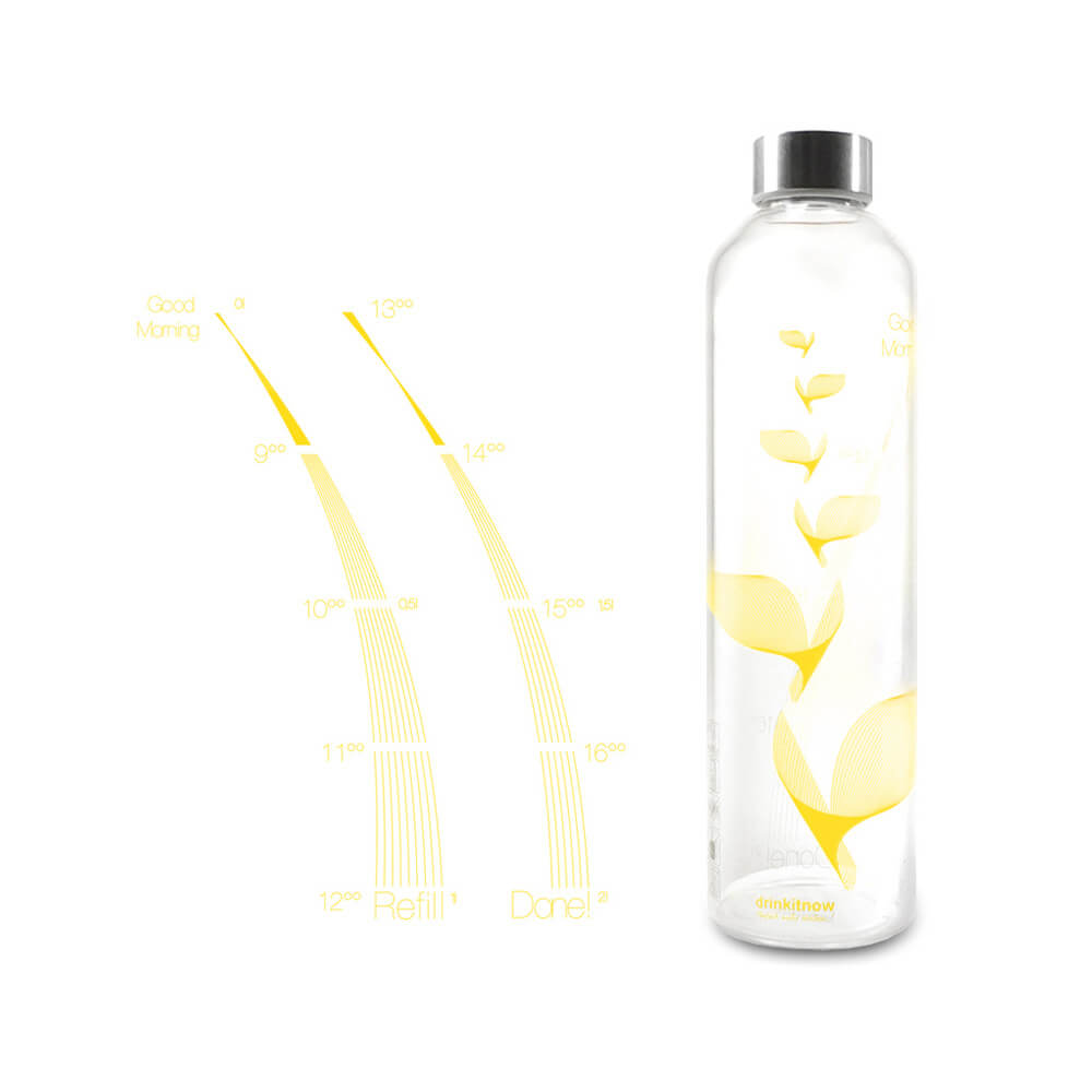 drinkitnow Flipper 1 Liter gelb Wasserflasche für Sommer