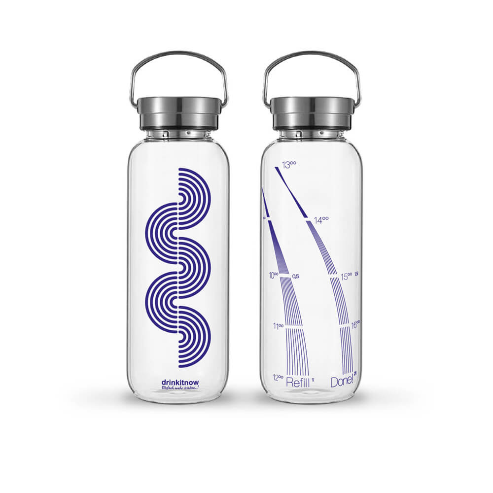 drinkitnow Infusion 1 Liter blau Trinkflasche für Yoga