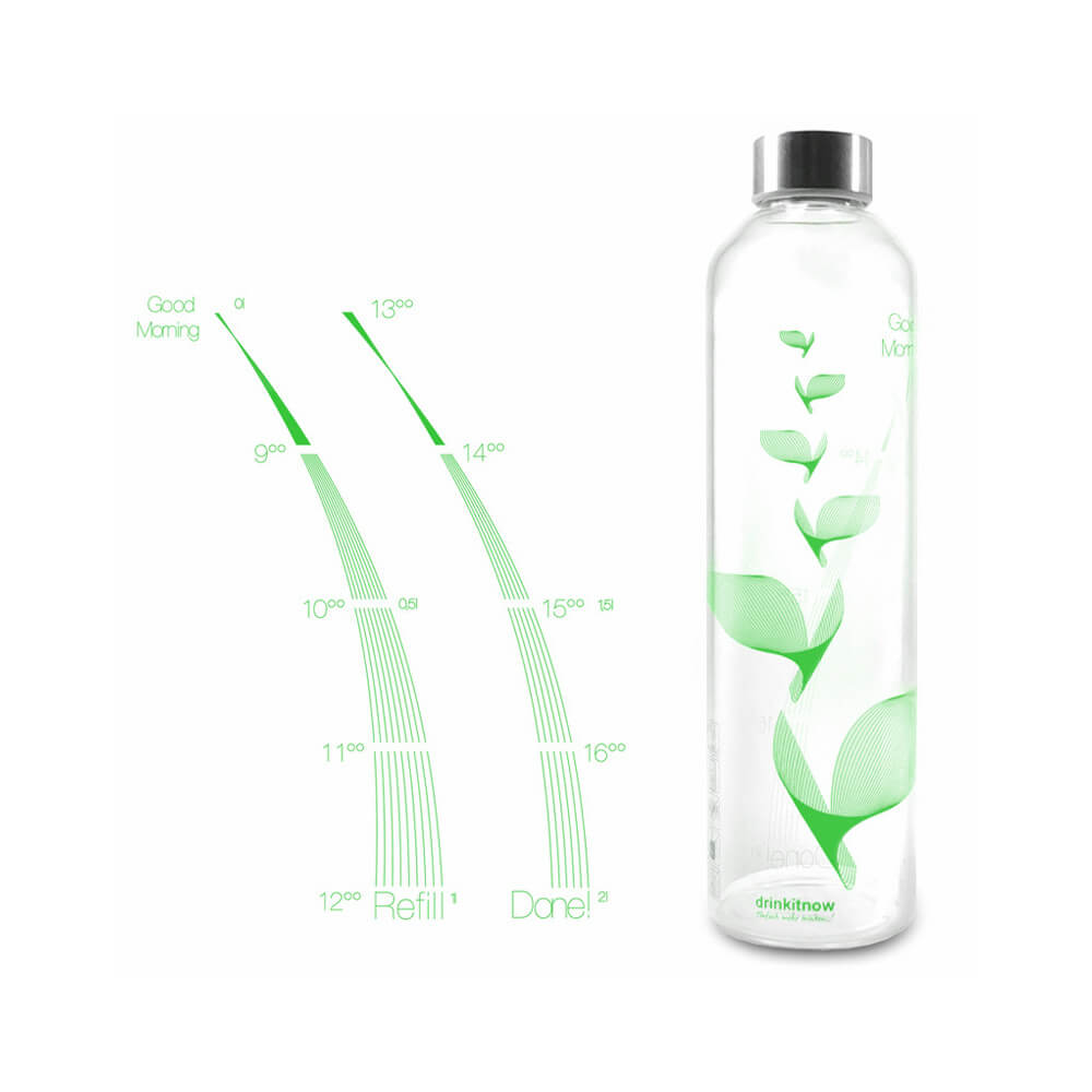 drinkitnow Glasflaschen Flipper 1 Liter grün für Camping