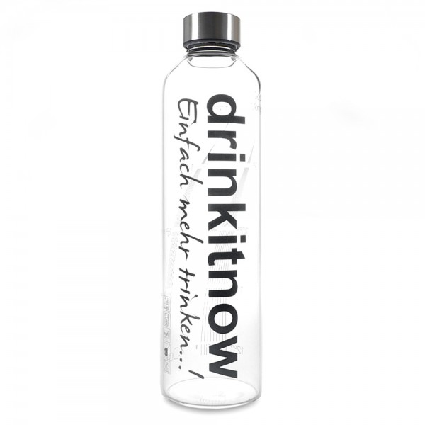 drinkitnow Glasflaschen mit Deckel schwarz 1 Liter