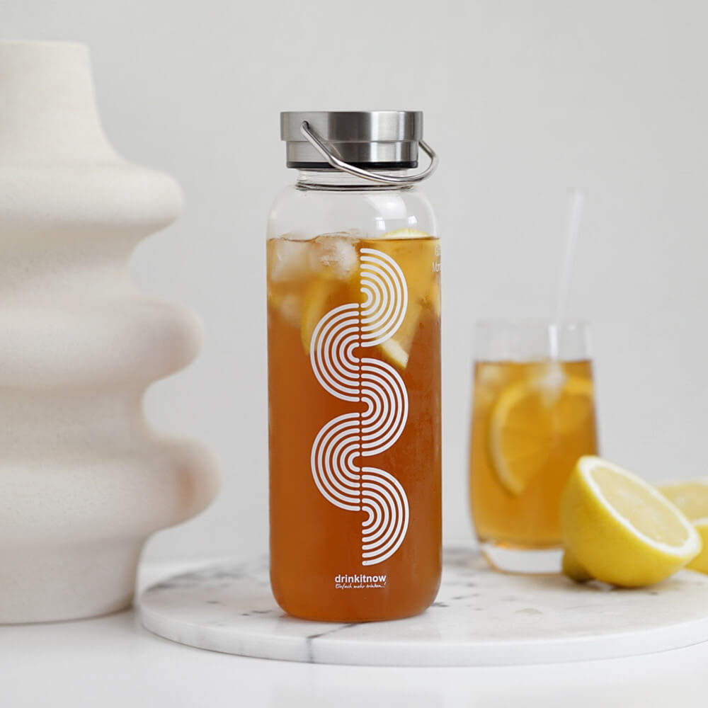 drinkitnow Infusion 1 Liter weiß Glasflasche für Tee