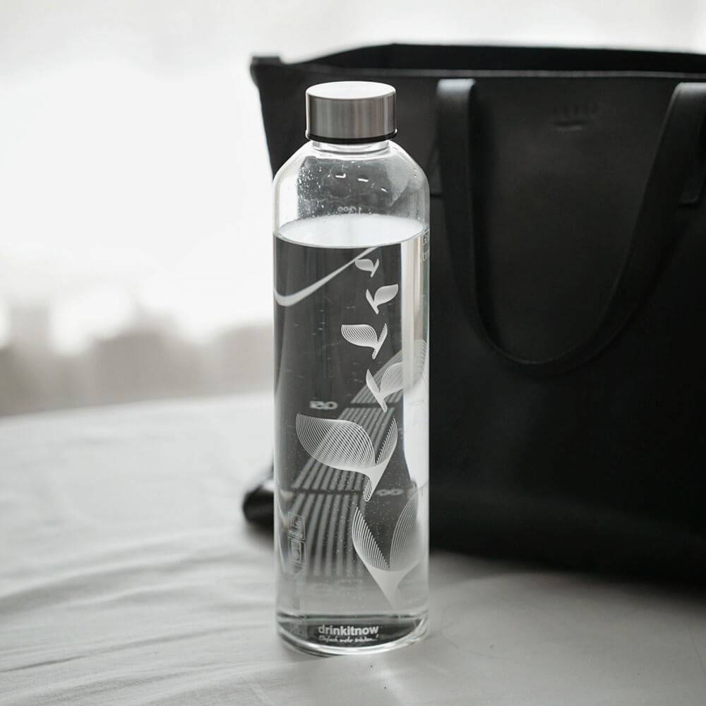 drinkitnow Flipper 1 Liter weiß Glasflasche für zu Hause