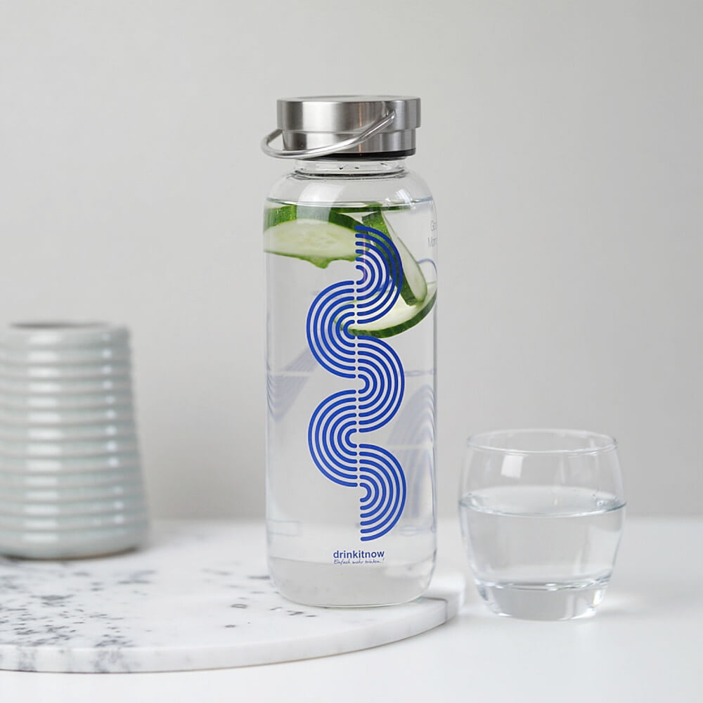 drinkitnow Infusion 1 Liter blau Trinkflasche für Yoga